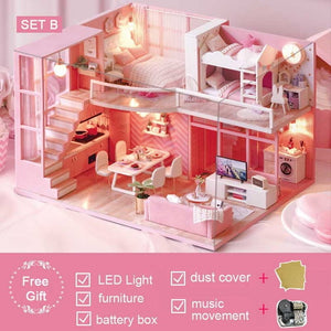 Furniture Kit with Music Led Toys for Children Birthday Gift