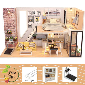 Furnitures Wooden House Miniature Toys For Children New Year Christmas Gift