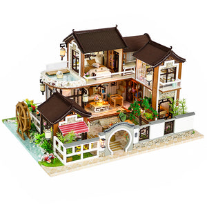 Furnitures Wooden House Courtyard Dwelling Toys For Children Birthday Gift